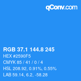 Color code: RGB 37.1 144.8 245 | qconv.com
