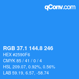 カラーコード: RGB 37.1 144.8 246 | qconv.com