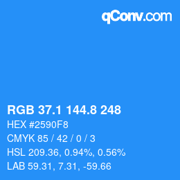 カラーコード: RGB 37.1 144.8 248 | qconv.com