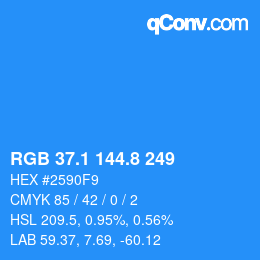 カラーコード: RGB 37.1 144.8 249 | qconv.com