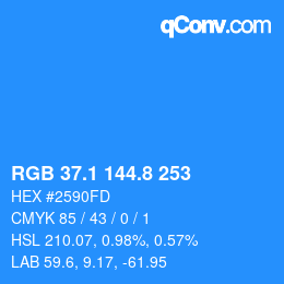カラーコード: RGB 37.1 144.8 253 | qconv.com