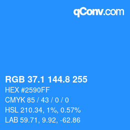 Color code: RGB 37.1 144.8 255 | qconv.com
