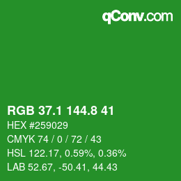 カラーコード: RGB 37.1 144.8 41 | qconv.com