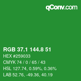 カラーコード: RGB 37.1 144.8 51 | qconv.com