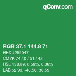 カラーコード: RGB 37.1 144.8 71 | qconv.com