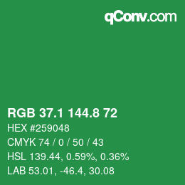カラーコード: RGB 37.1 144.8 72 | qconv.com