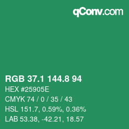 カラーコード: RGB 37.1 144.8 94 | qconv.com