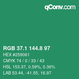 カラーコード: RGB 37.1 144.8 97 | qconv.com