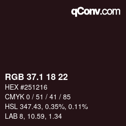 カラーコード: RGB 37.1 18 22 | qconv.com