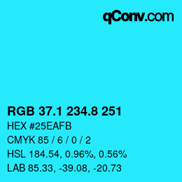 カラーコード: RGB 37.1 234.8 251 | qconv.com