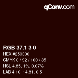 カラーコード: RGB 37.1 3 0 | qconv.com