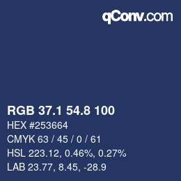 Color code: RGB 37.1 54.8 100 | qconv.com