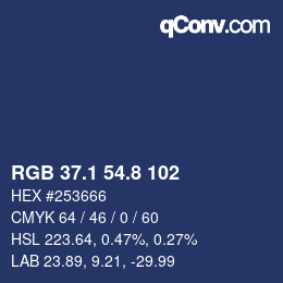 Code couleur: RGB 37.1 54.8 102 | qconv.com