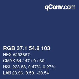 カラーコード: RGB 37.1 54.8 103 | qconv.com