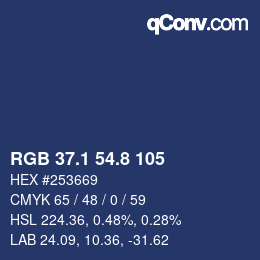 カラーコード: RGB 37.1 54.8 105 | qconv.com