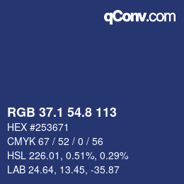 カラーコード: RGB 37.1 54.8 113 | qconv.com