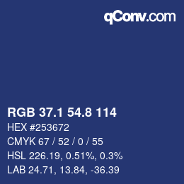 カラーコード: RGB 37.1 54.8 114 | qconv.com