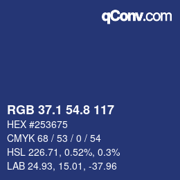 Color code: RGB 37.1 54.8 117 | qconv.com
