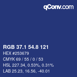 Color code: RGB 37.1 54.8 121 | qconv.com