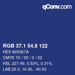 カラーコード: RGB 37.1 54.8 122 | qconv.com