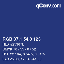 Color code: RGB 37.1 54.8 123 | qconv.com