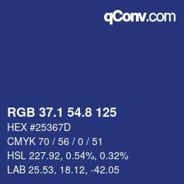 カラーコード: RGB 37.1 54.8 125 | qconv.com