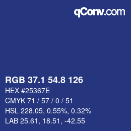 Color code: RGB 37.1 54.8 126 | qconv.com