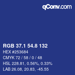 Farbcode: RGB 37.1 54.8 132 | qconv.com