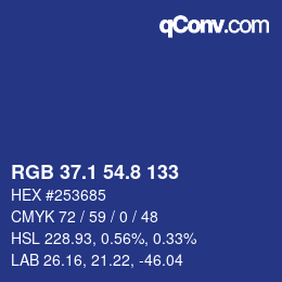 カラーコード: RGB 37.1 54.8 133 | qconv.com