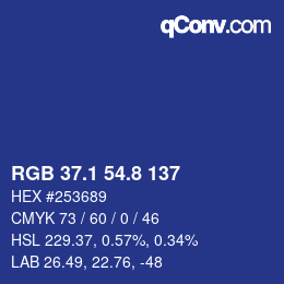 Color code: RGB 37.1 54.8 137 | qconv.com