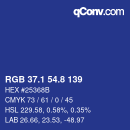 カラーコード: RGB 37.1 54.8 139 | qconv.com