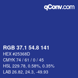 カラーコード: RGB 37.1 54.8 141 | qconv.com
