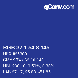 カラーコード: RGB 37.1 54.8 145 | qconv.com