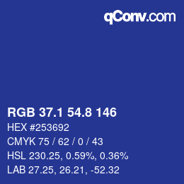 カラーコード: RGB 37.1 54.8 146 | qconv.com