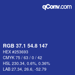 カラーコード: RGB 37.1 54.8 147 | qconv.com