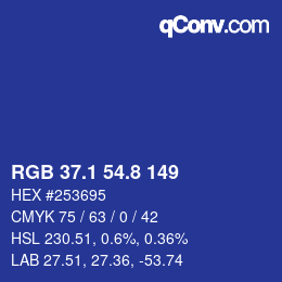カラーコード: RGB 37.1 54.8 149 | qconv.com