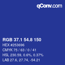 カラーコード: RGB 37.1 54.8 150 | qconv.com