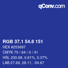 カラーコード: RGB 37.1 54.8 151 | qconv.com
