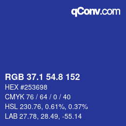 カラーコード: RGB 37.1 54.8 152 | qconv.com