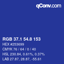 カラーコード: RGB 37.1 54.8 153 | qconv.com