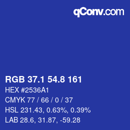 カラーコード: RGB 37.1 54.8 161 | qconv.com