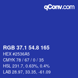 カラーコード: RGB 37.1 54.8 165 | qconv.com