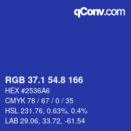 カラーコード: RGB 37.1 54.8 166 | qconv.com