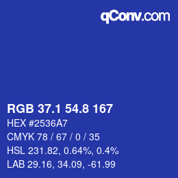 カラーコード: RGB 37.1 54.8 167 | qconv.com
