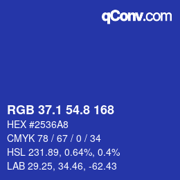 カラーコード: RGB 37.1 54.8 168 | qconv.com