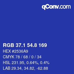 カラーコード: RGB 37.1 54.8 169 | qconv.com