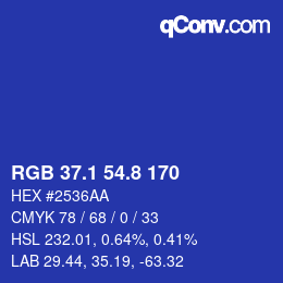 カラーコード: RGB 37.1 54.8 170 | qconv.com