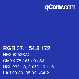 カラーコード: RGB 37.1 54.8 172 | qconv.com