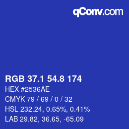 カラーコード: RGB 37.1 54.8 174 | qconv.com