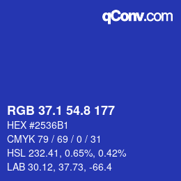 カラーコード: RGB 37.1 54.8 177 | qconv.com